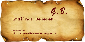 Gründl Benedek névjegykártya